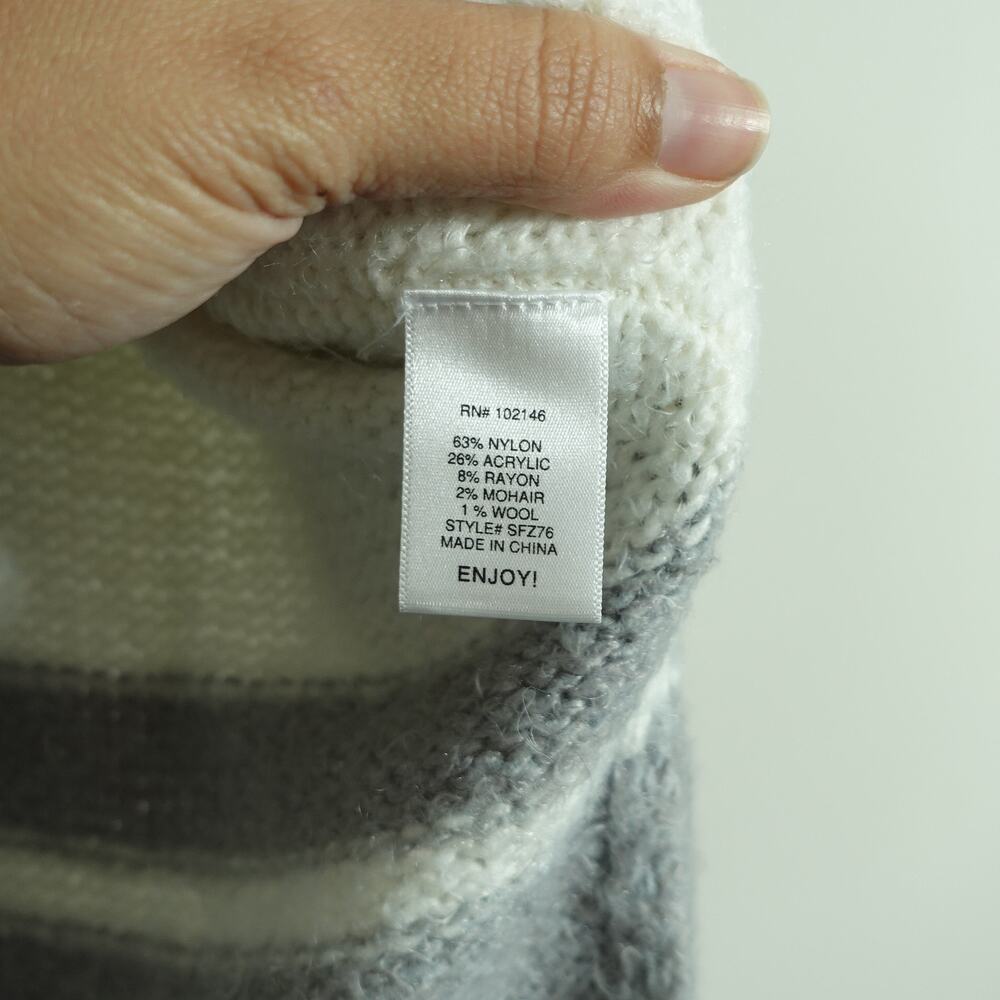 Michael Stars Womens Knit Pullover Sweater Side Slit Striped Gray White Size XS - Picture 3 of 7